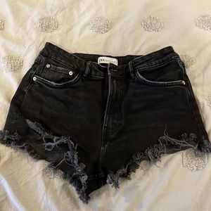 Zara black denim shorts